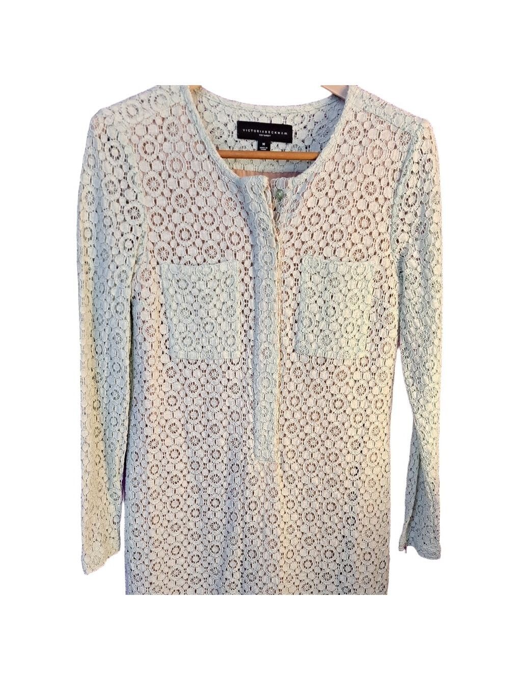Victoria Beckham Mint Green Lace Dress. Size Medium - Picture 2 of 6